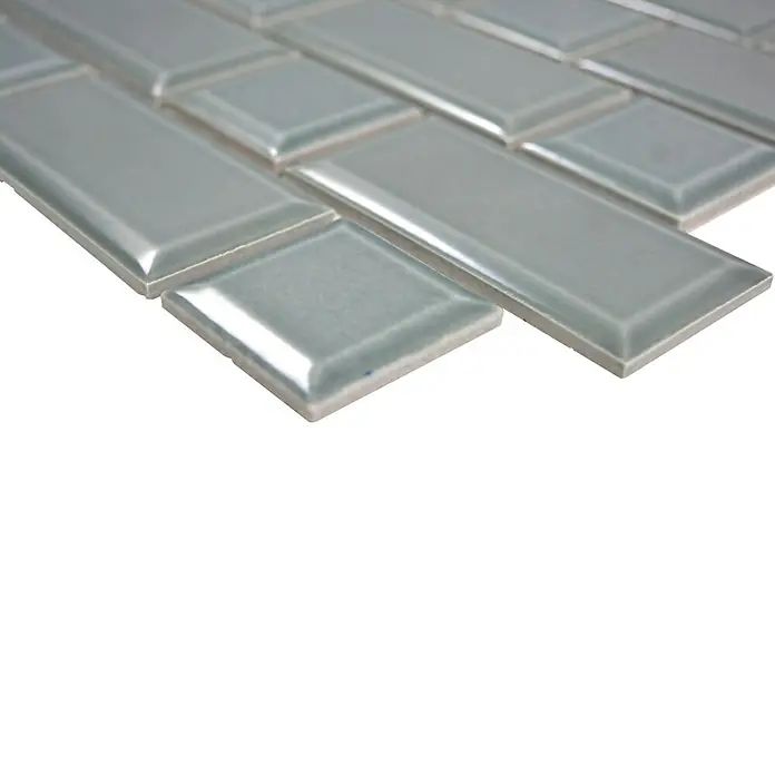 Mosaikfliese Metro Uni CG M06PM - 29,4 x 29,1 cm, Petrol, Glänzend - Detailaufnahme