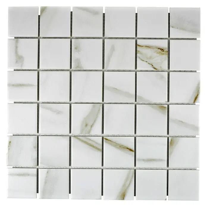 Mosaikfliese Quadrat Calacatta CIM Q48 CT - 30,6 x 30,6 cm, Weiß, Matt - Ansicht von oben