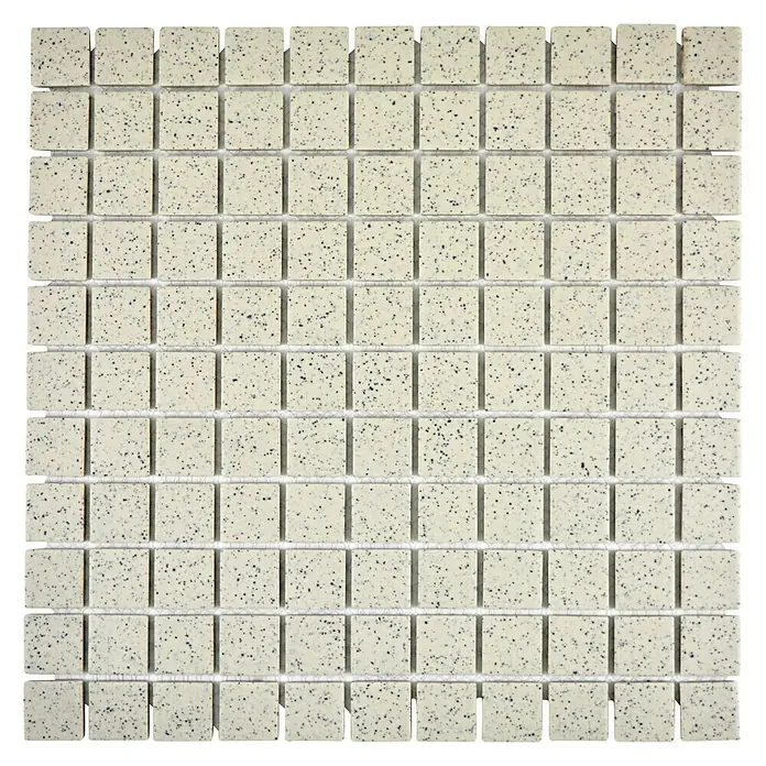 Mosaikfliese Quadrat Uni CU QR208 - 33 x 30,2 cm, Cremeweiß, Matt - Ansicht von oben
