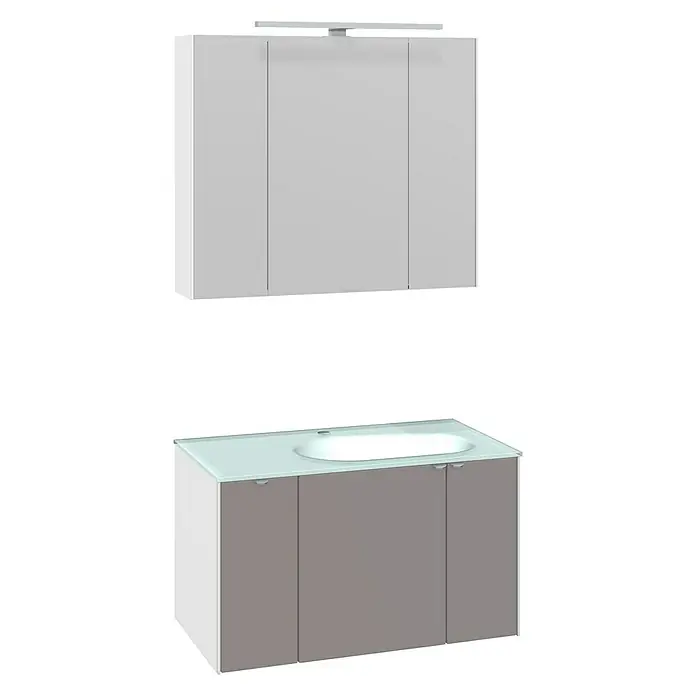 Camargue Badmöbel-Set Balando - 82 cm, 3 -tlg., Grau, Glänzend
