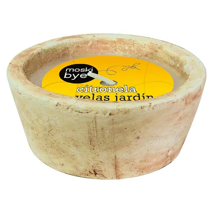 Vela de citronela en vaso de piedra - 1 ud., Diámetro: 18 cm, Amarillo