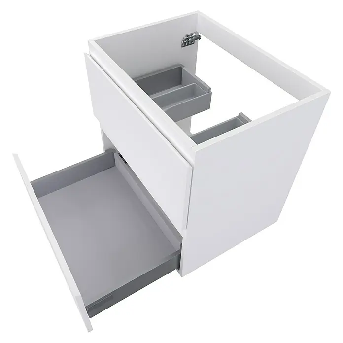 Camargue Espacio Waschtischunterschrank - 60 x 46 x 60 cm, 2 Schubkästen, Gama weiß matt - Vorderansicht