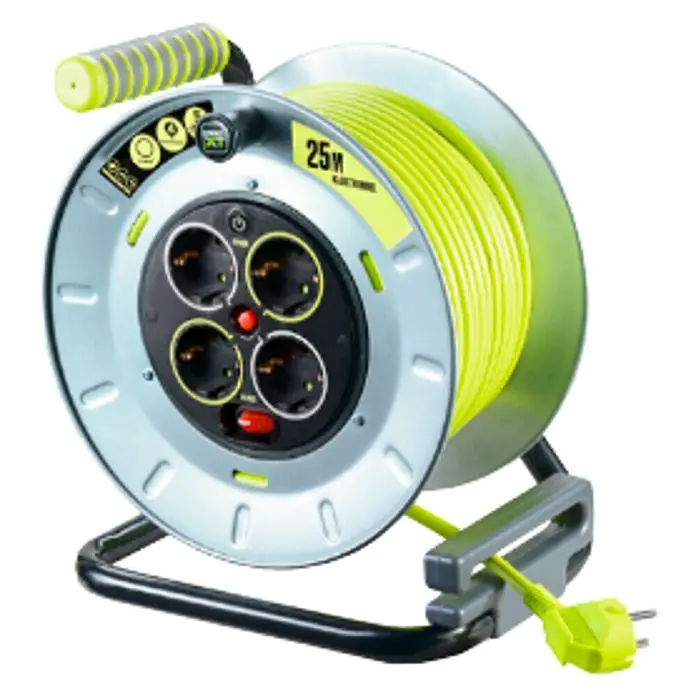 Luceco Enrollacables metálico PRO-XT - x 4, 25 m, Para interior, H05VV-F3x1,5