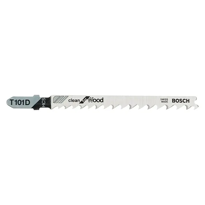 Bosch Professional Hoja de sierra de calar T 101 D Clean for Wood - Madera / madera aglomerada, 5 ud.