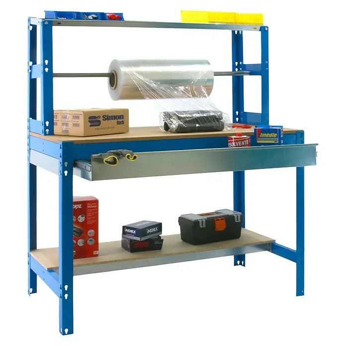 Simonrack Simonwork Banco de trabajo BT4 Box - L x An x Al: 76 x 151 x 144,5 cm, Capacidad de carga: 600 kg, Azul