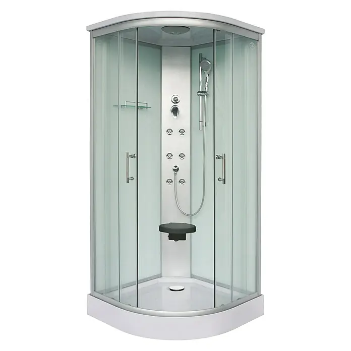 Sanotechnik Quickline Komplettdusche Rumba - 90 x 90 x 215 cm, Weiß