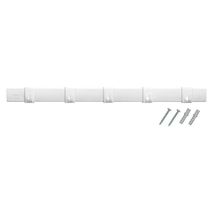 Inofix Perchero 3075 - L x An x Al: 35 x 2,8 x 2,5 cm, Número de ganchos: 5 ud., Blanco