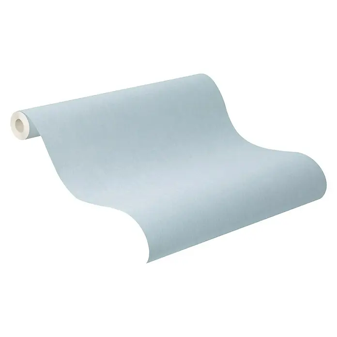 Rasch Bambino Papiertapete - Hellblau, Uni, 10,05 x 0,53 m - Anwendungsbeispiel