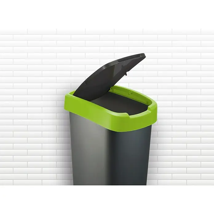 Rotho Kanta za otpad Twist - 10 l, Antracit-zelena, Kvadratno, Polipropilen - Pogled s desne strane