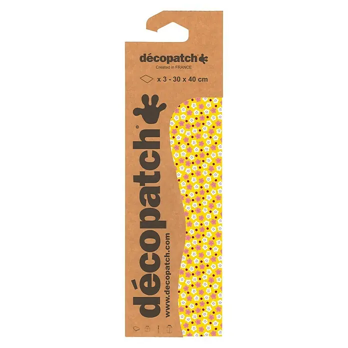 Décopatch Papel decorativo Xoca - Amarillo, 3 ud., 40 x 30 cm