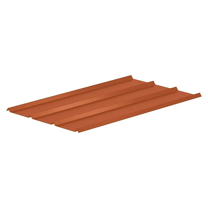 Sarei Piccolo Dachblech Fassadenblech - 118 cm x 58,5 cm x 0,7 mm, Ziegelrot - Linke Seitenansicht