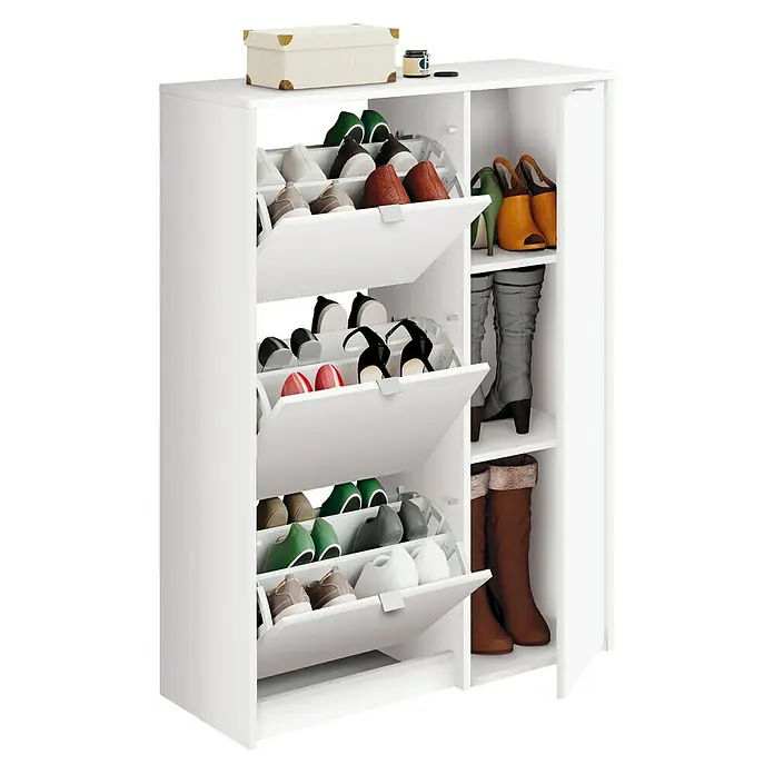 Muebles Pitarch Zapatero Trevi - L x An x Al: 37 x 85 x 122 cm, Blanco, Número de compartimentos: 3 ud.