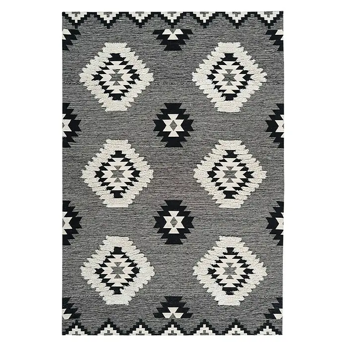 Kayoom Flachgewebeteppich Ethnie - Grau, 230 x 160 cm, 100 % Baumwolle - Ansicht von oben