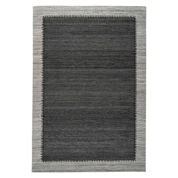 Kayoom Flachgewebeteppich Phoenix - Anthrazit/Grau, 150 x 80 cm, 75 % Wolle, 20 % Baumwolle, 5 % Polyester - Ansicht von oben