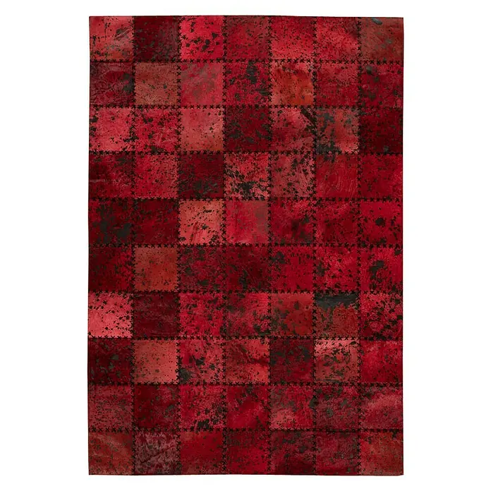 Kayoom Echtlederteppich Viola - Rot, 170 x 120 cm, 100 % Echtleder - Ansicht von oben