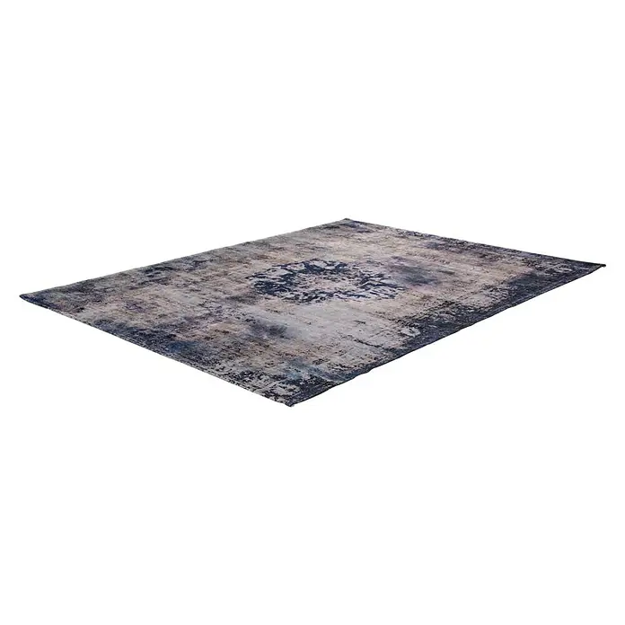 Kayoom Kurzflorteppich Vintage - Blau/Grau, 230 x 160 cm, 100 % Polyacryl - Rechte Seitenansicht