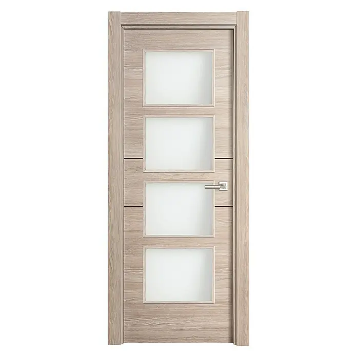 Puerta acristalada Roble Gris vidriera 200 - 72,5 x 203 cm, Izquierda, Roble Gris, Macizo, Vidriera
