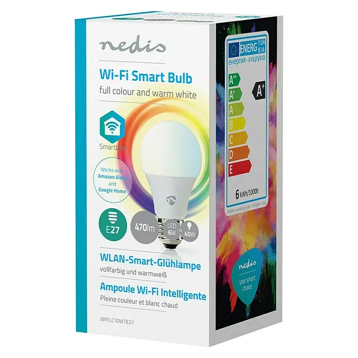 Nedis Smartlife LED-Leuchtmittel - 1 Stk., E27, 6 W, RGBW, Dimmbar - Vorderansicht
