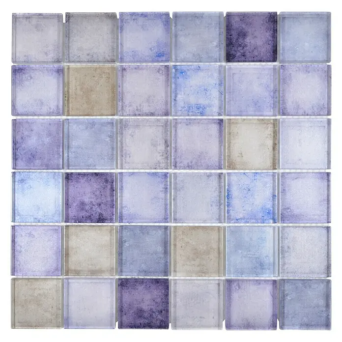 Mosaikfliese Quadrat Crystal SKY 000 - 30 x 30 cm, Blau, Glänzend - Vorderansicht