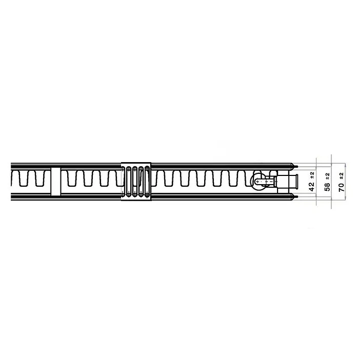 Universal-Flachheizkörper - B x H: 200 x 50 cm, 6-fach, Typ: EKE-21, 2.180 W
