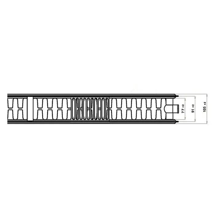 Universal-Flachheizkörper - B x H: 100 x 30 cm, 6-fach, Typ: DK-22, 901 W
