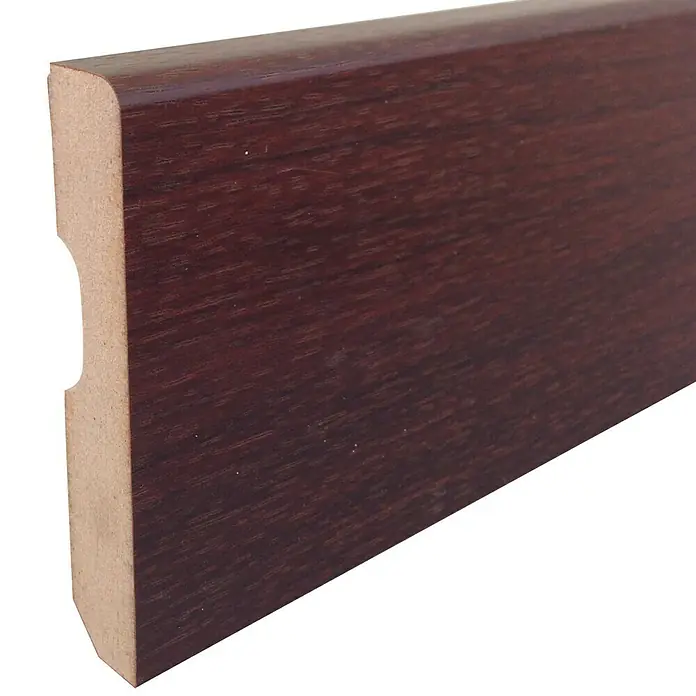 Rufete Zócalo de melamina Merbau - 2,24 m x 14 mm x 80 mm, Redondeado