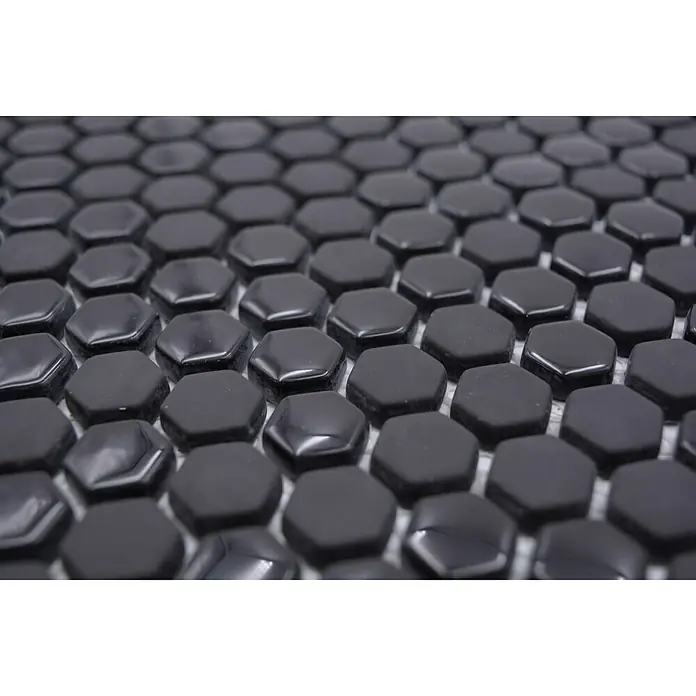 Mosaikfliese Hexagon CUBA HX8GM - 29 x 29,5 cm, Schwarz, Matt - Detailaufnahme