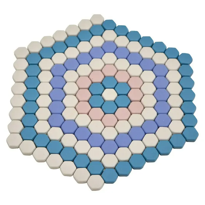 Mosaikfliese Hexagon CUBA HX9M - 18 x 17,8 cm, Blau/Rosa/Weiß, Matt - Rechte Seitenansicht