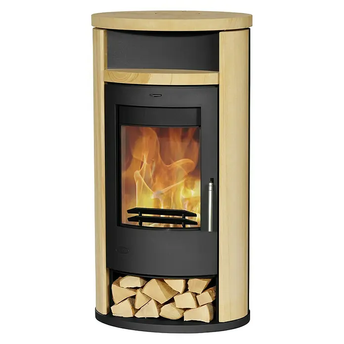 Fireplace Kaminofen Alicante Loticstone - 8 kW, Raumheizvermögen: 144 m³, Verkleidung: Sandstein, Braun - Linke Seitenansicht