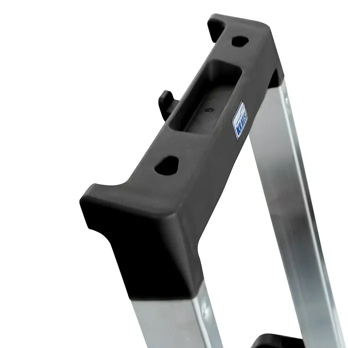 Krause Monto Stufenstehleiter Solidy - Arbeitshöhe: 2,65 m, 3 Stufen, Aluminium, Eimerhaken - Detailaufnahme