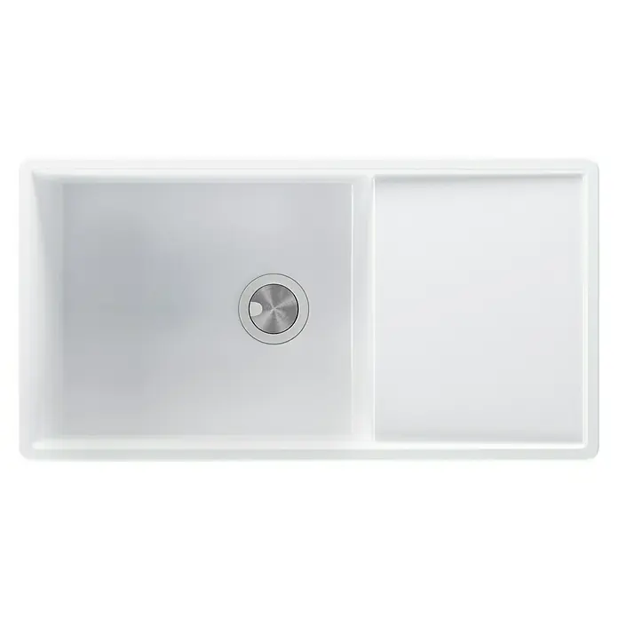 Atron Fregadero encastrable Dual - 44,5 x 85 cm, Acrílico, Blanco, Brillante