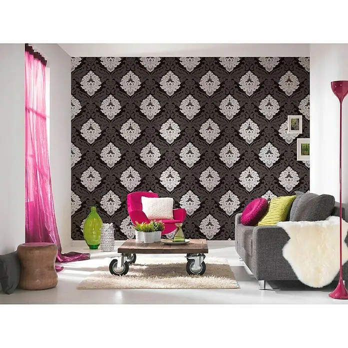 AS Creation Vliestapete Bling Bling - Schwarz, Ornament, 10,05 x 0,53 m