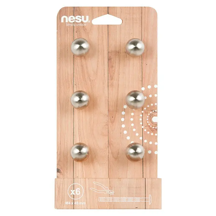 Nesu Set de pomos para muebles 17216 6 uds. - 6 pzs., Ø x Al: 20 x 21 mm, Acero