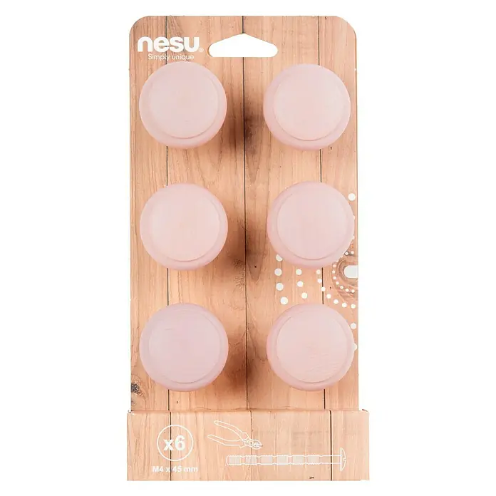 Nesu Set de pomos para muebles 403RS 6 uds. - 6 pzs., Ø x Al: 40 x 33 mm, Madera