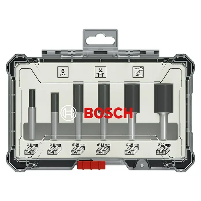 Bosch Fräser-Set Nut - 6 -tlg., Durchmesser Schaft: 8 mm - Vorderansicht