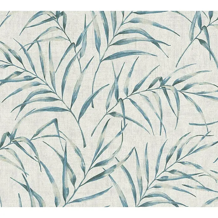 AS Creation Greenery Vliestapete Farnranke - Grau/Blau, Floral, 10,05 x 0,53 m - Detailaufnahme