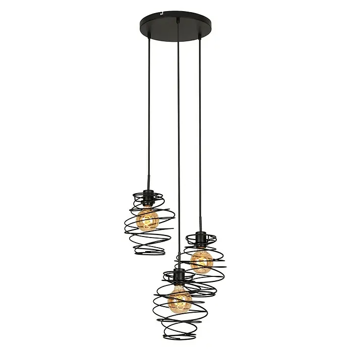 Briloner Hanglamp Swirl - 60 W, Zwart, E27