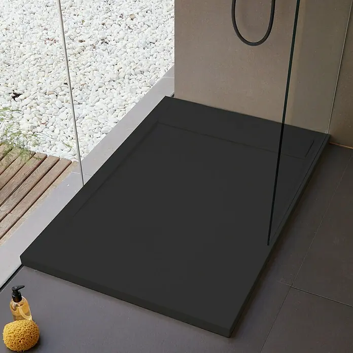 Tuš kada New York - D x Š: 100 x 80 cm, Kompozitni materijal, Crne boje - Živopisni prikaz