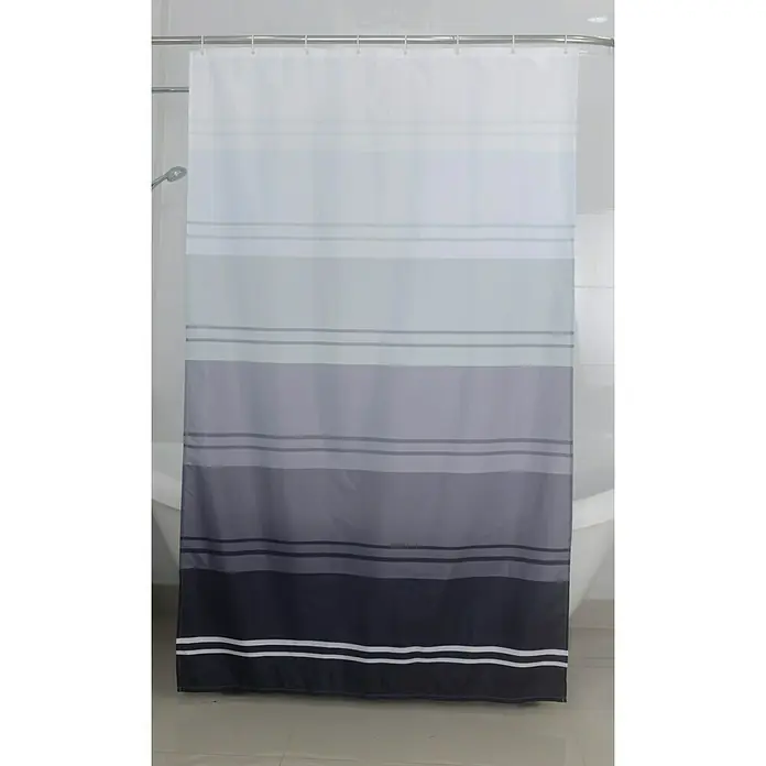 Venus Textil-Duschvorhang Stripes - 180 mm x 200 cm, Schwarz/Grau - Vorderansicht