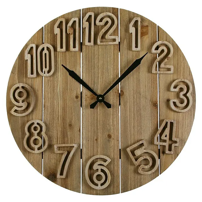 Reloj de pared redondo Clement - Marrón, Diámetro: 60 cm