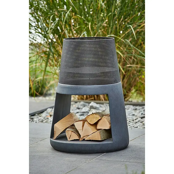 Elite Feuerkorb - Ø x H: 54 x 72 cm, Grau, Schwarz