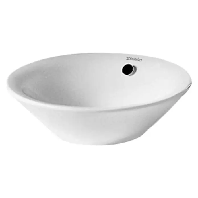 Duravit Starck 1 Waschschale Typ 2 - Durchmesser: 33 cm, Ohne Spezialglasur, Hahnloch: Ohne, Mit Überlauf, Weiß - Vorderansicht