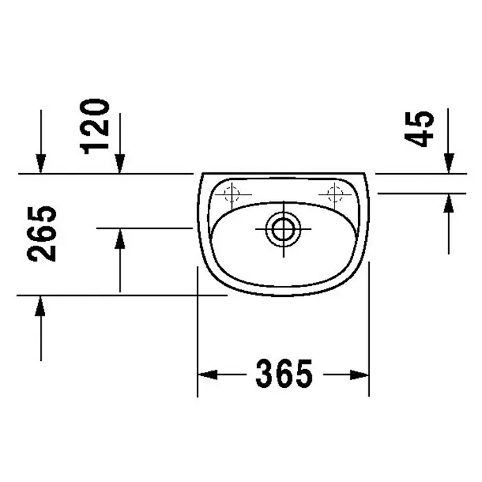 Duravit Duraplus Waschbecken Compact - 36,5 x 26,5 cm, Ohne Spezialglasur, Hahnloch: Links, Mit Überlauf, Pergamon