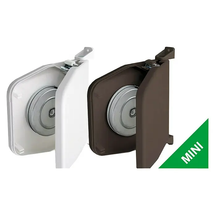 Schellenberg Aufschraubwickler Mini - L x B x H: 165 x 140 x 25 mm, Gurtbreite: 14 mm, Weiß, Aufklappbar