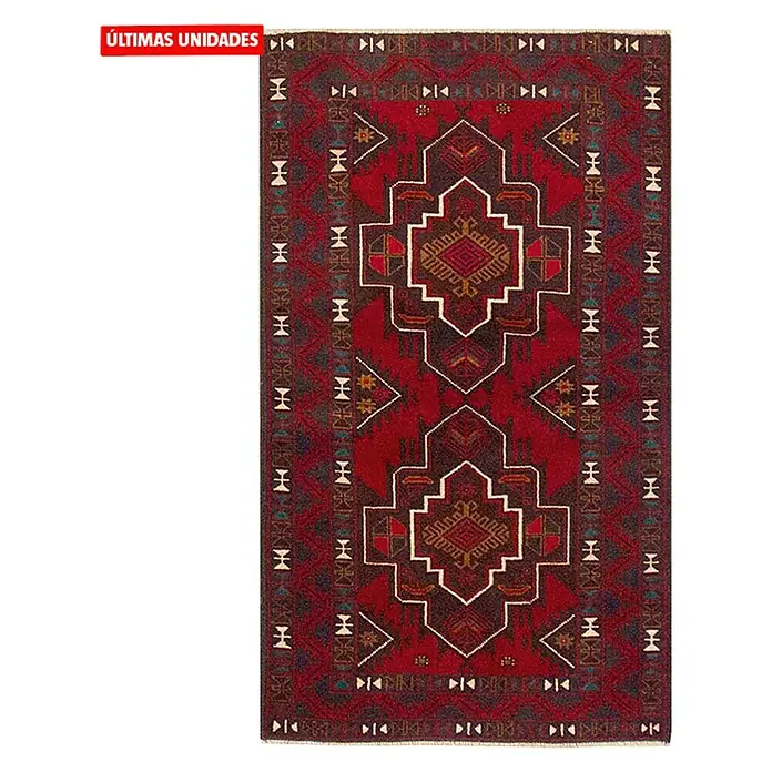 Alfombra Afganistan Baluch - Burdeos, 130 x 80 cm, Lana