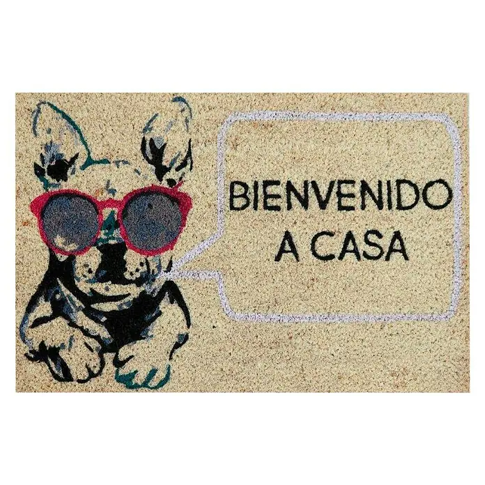 Felpudo de coco Fancy Perro - Negro/Rojo, 70 x 40 cm, Fibra de coco natural y PVC