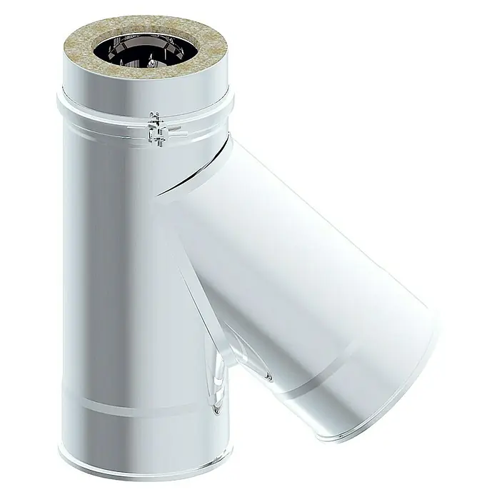 Te para estufas doble pared - 150 mm, 45 °