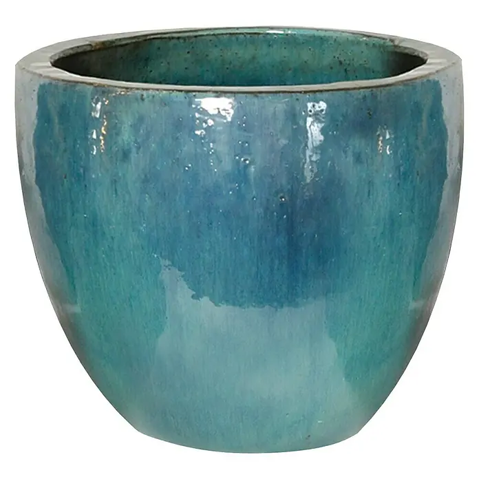 Mega Collections Plantenpot Corsica - Buitenmaat (Ø x h): 41 x 33 cm, Keramiek, Blauw - Vooraanzicht