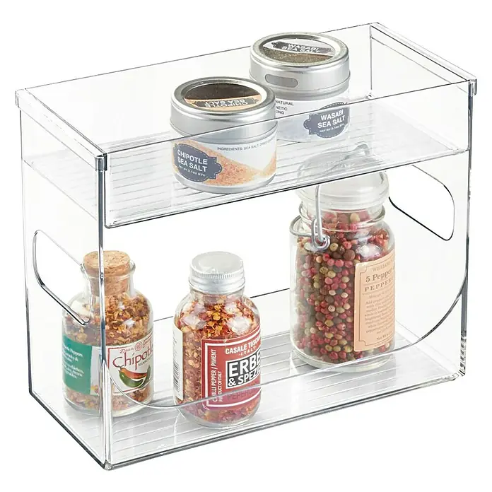 Especiero con bandeja Binz - L x An x Al: 25,78 x 11,58 x 21,59 cm, Plástico, Transparente
