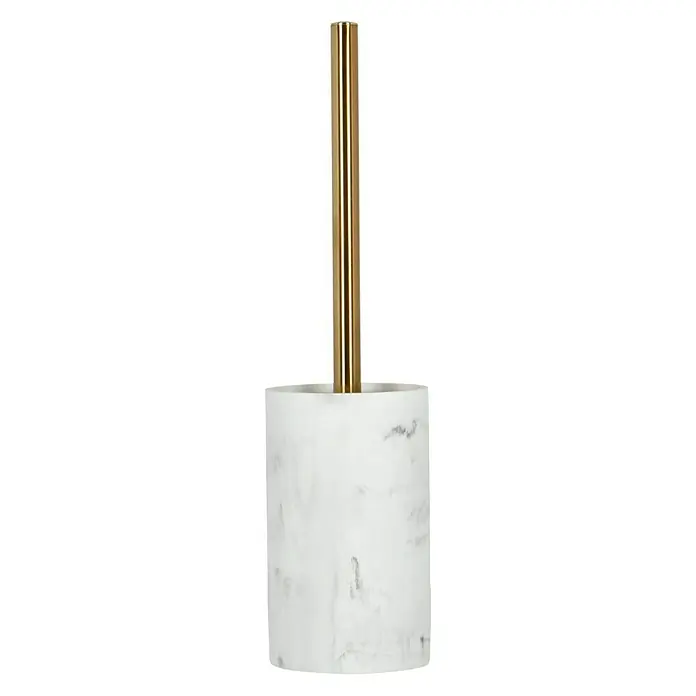 Camargue WC-Bürstengarnitur Marmel - Polyresin, Weiß/Gold